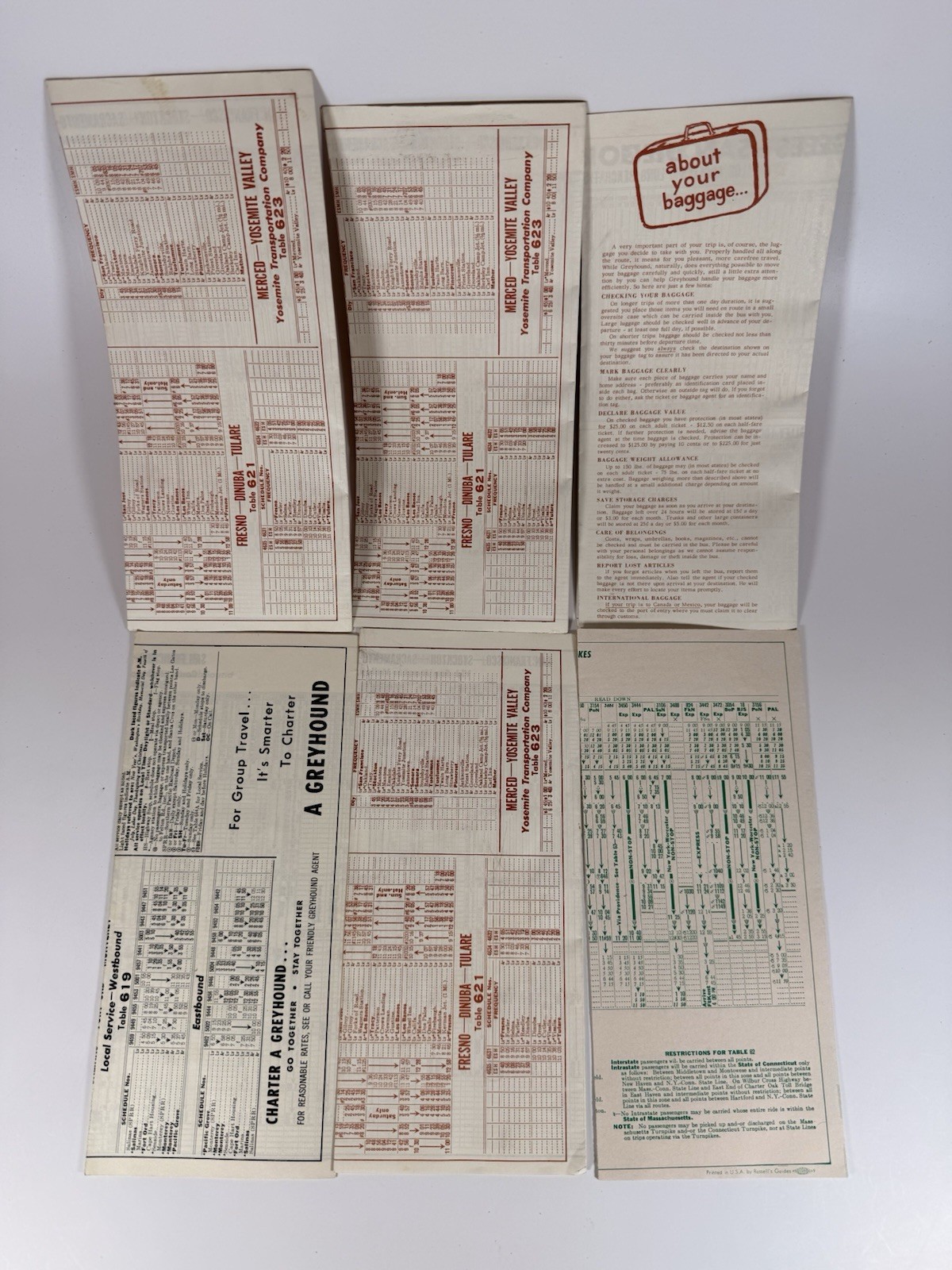 Lot 18 Vintage 1964-65 Greyhound Bus Timetables Schedules Travel Brochures