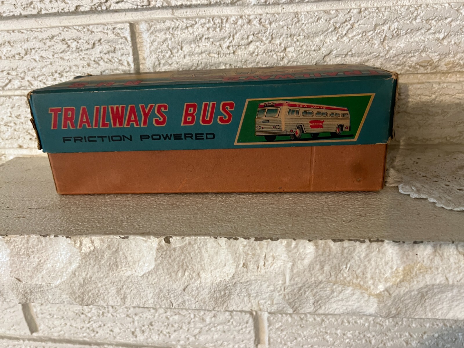 Antique Nomura (Japan) 10″ Tin Friction Trailways Bus w box