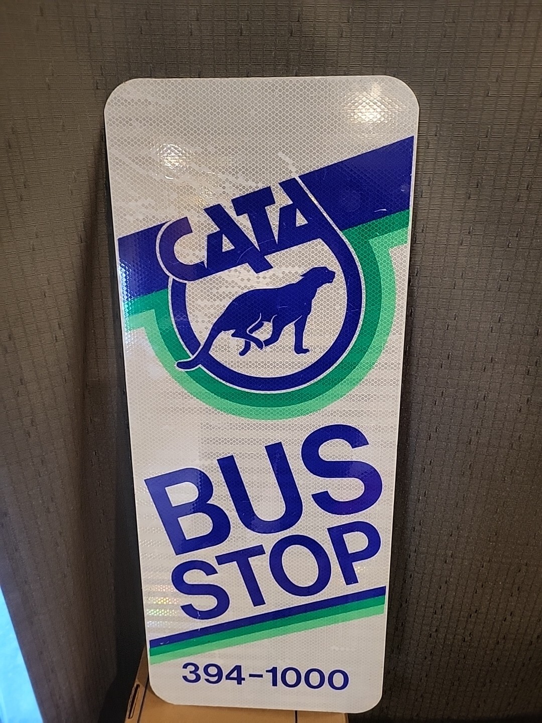 BUS STOP SIGN CATA PUMA COUGAR CAT Capital Area Transportation 2 Sided USA