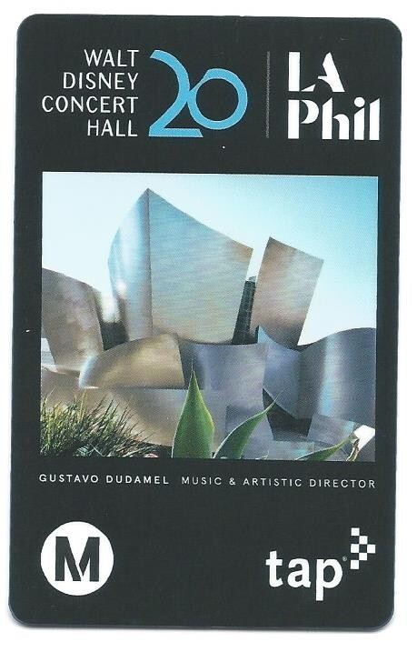 NEW Active Disney Concert Hall 20 Year Los Angeles Metro LA TAP Card Bus Subway