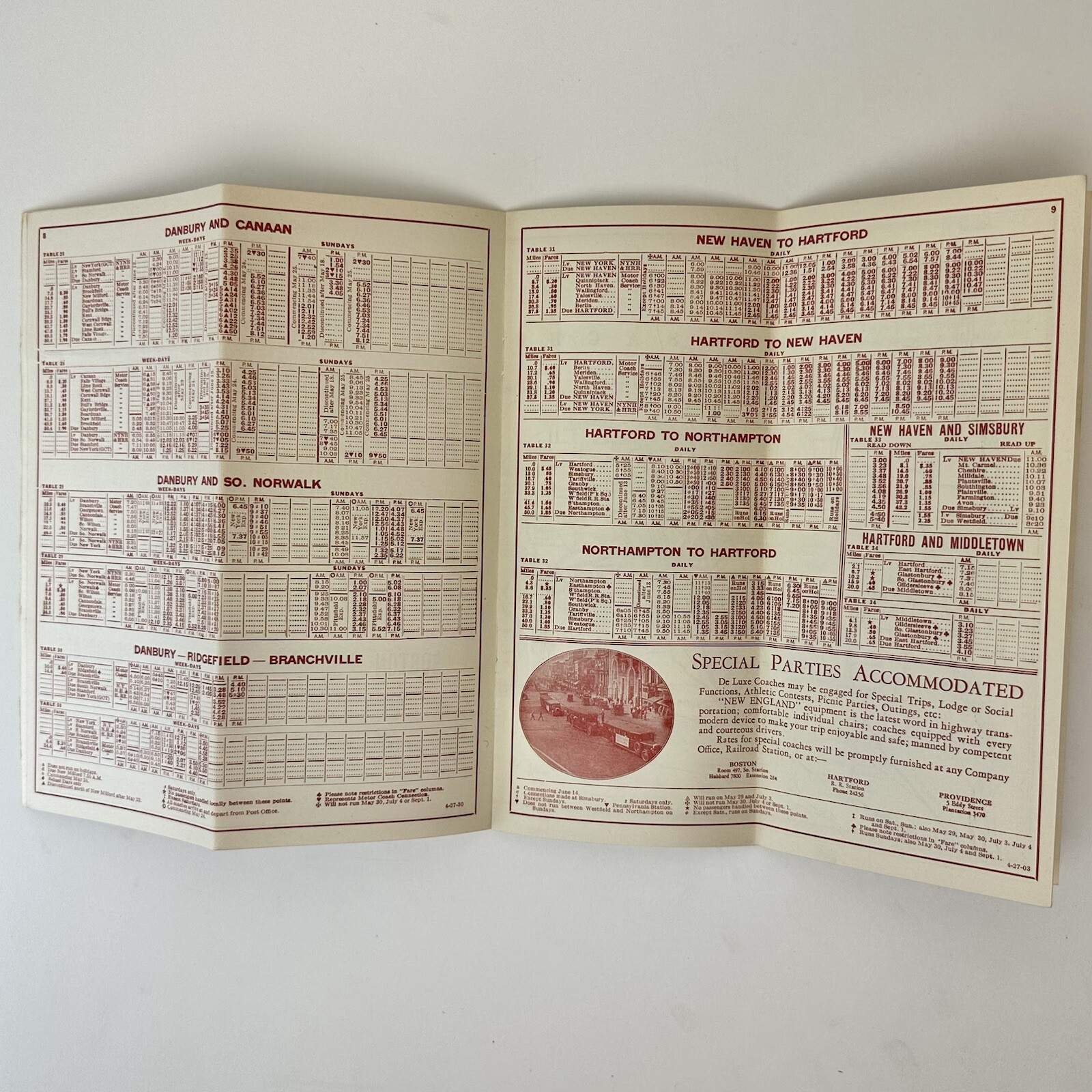Antique Motor Coach Service New England Transportation Company April 27 1930