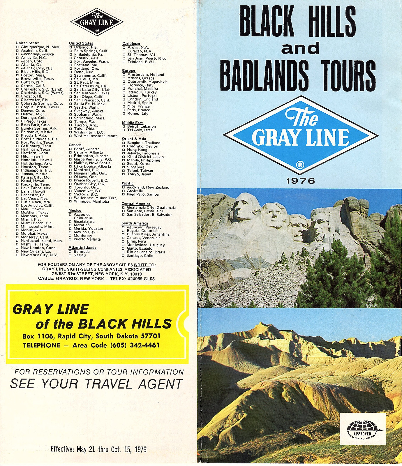 Black Hills & Badlands South Dakota Vintage 1976 Gray Line Sightseeing Brochure