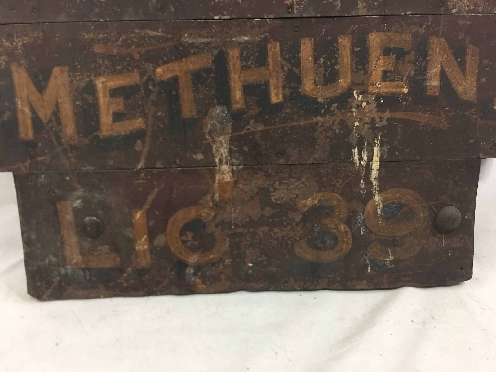 Great Orig. c1900 J.H. Edwards Taxi / Dairy Methuen MA Painted Metal & Wood Sign