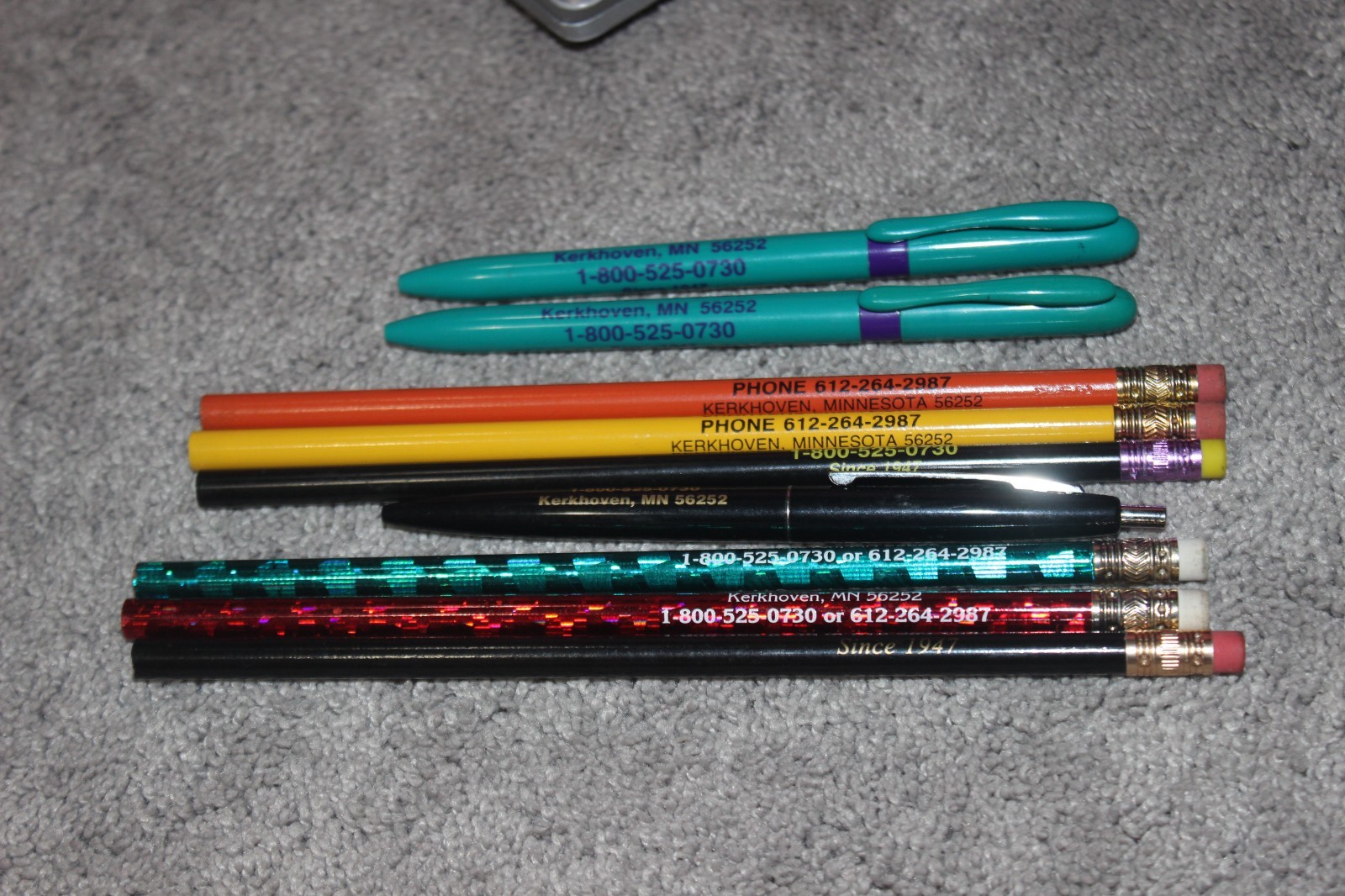 (9) Vintage Rustad Tours Bus and Charter Service Pens and Pencils Kerkhoven, MN