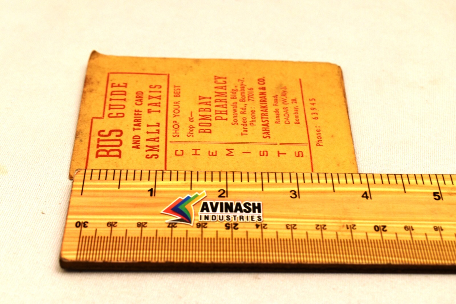 Vintage Bombay Bus Guide and Taxi Tariff Card | Circa 1960s Indian Ephemera Rare