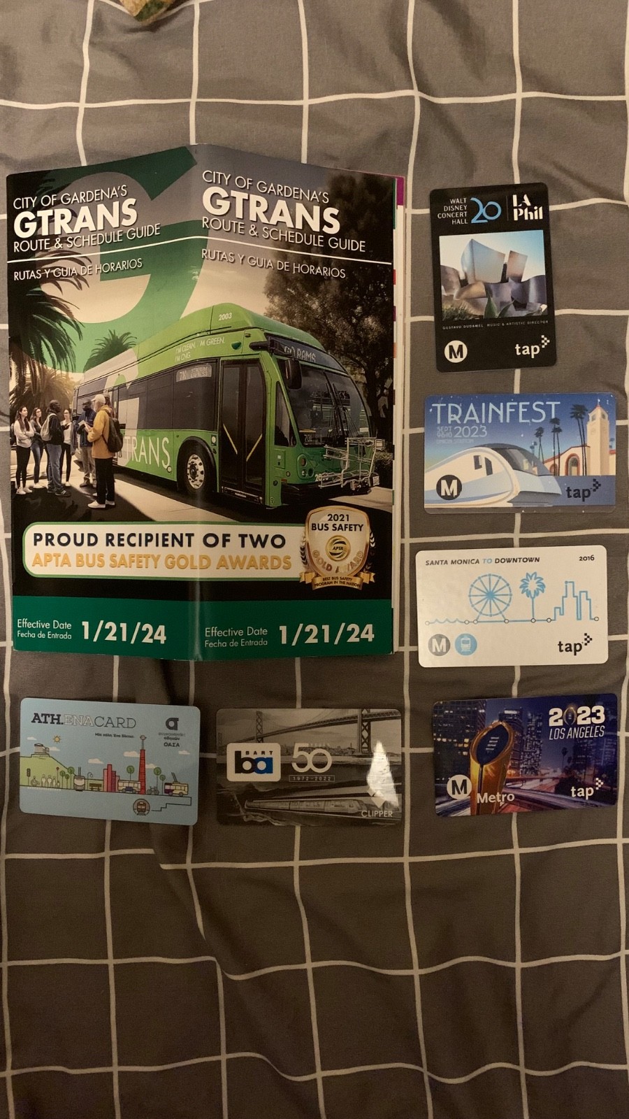Lot of 4 TAP Cards, 2 Other Transit Cards & G•Trans Route & Schedule Guide