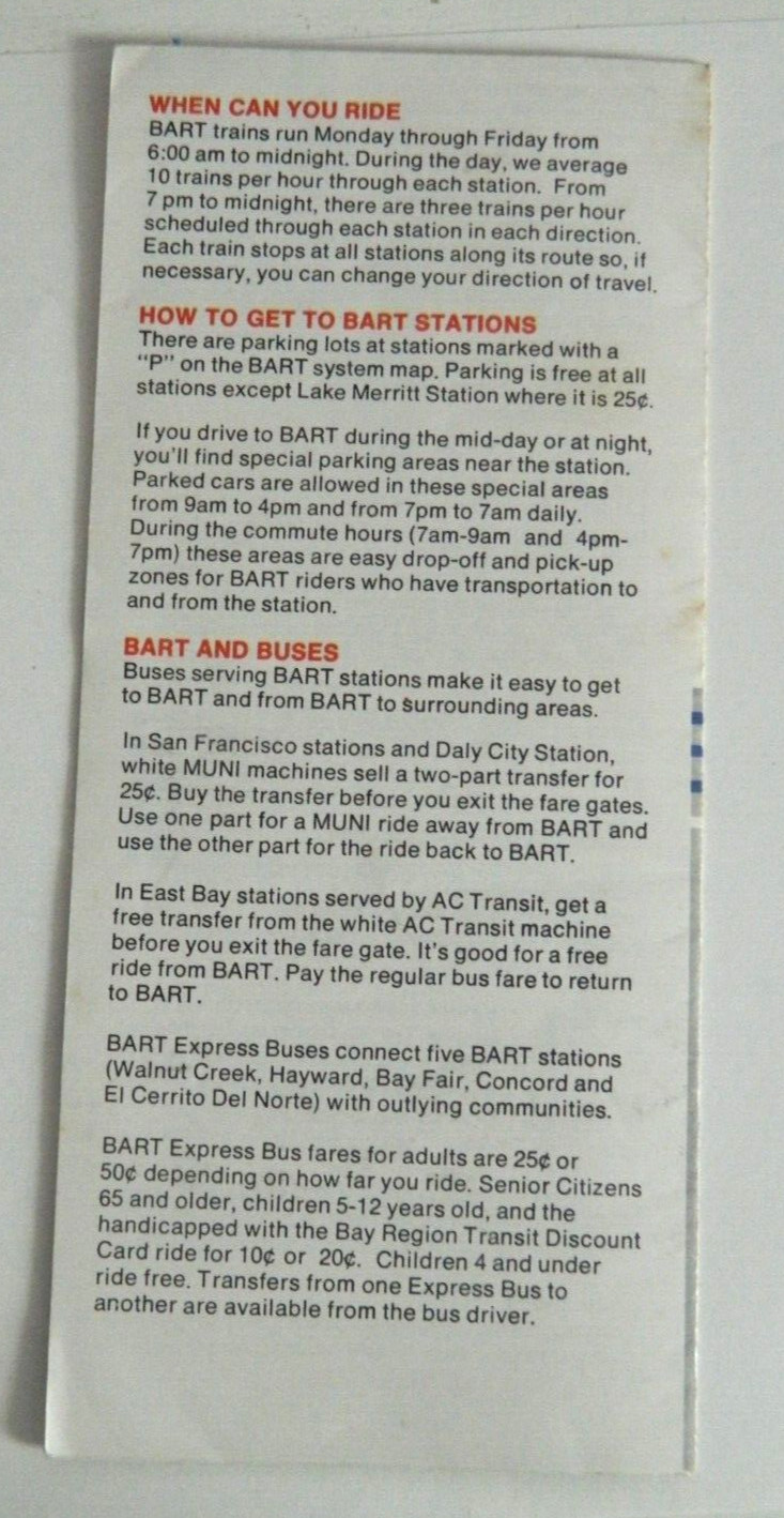 Vintage Fruitvale Bay Region Transit Brochure. T4
