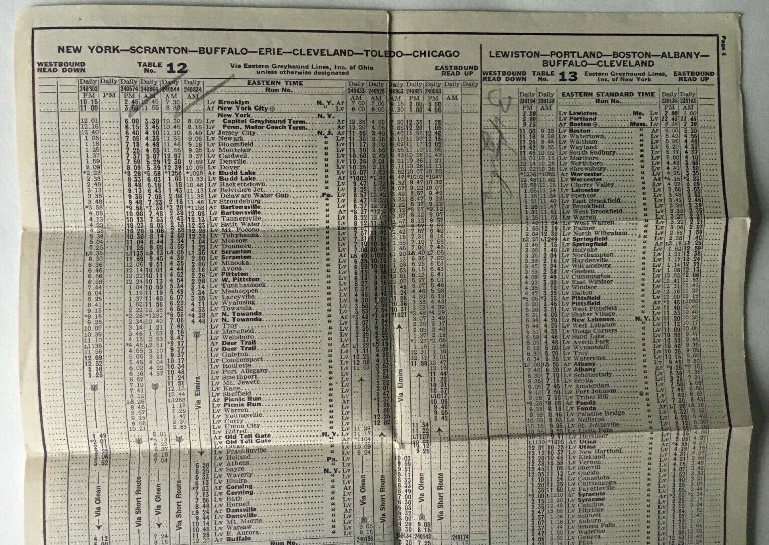 1932 Greyhound Lines Bus Motor Coach Illustrated Timetable NY Chicago Detroit