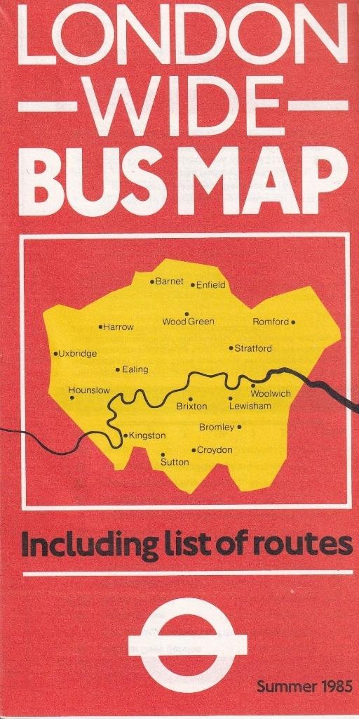 1985 London Bus Map – England United Kingdom Great Britain