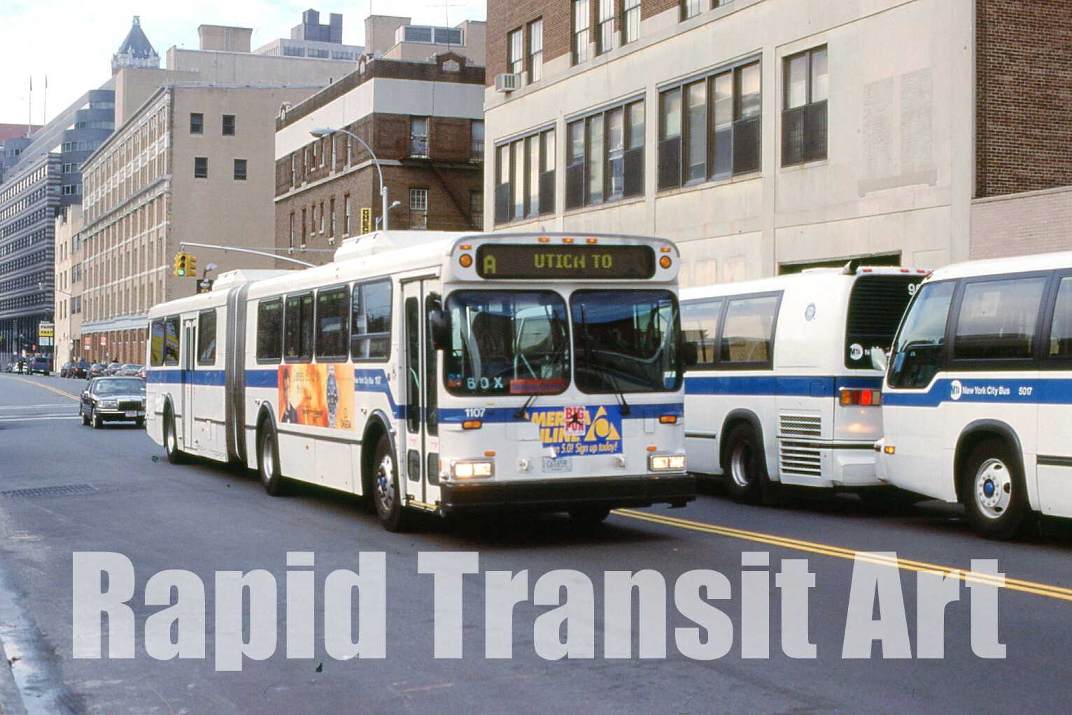 Vintage 2000 Slide New York City Articulated Bus 1107 Hoyt Schermerhorn Brooklyn