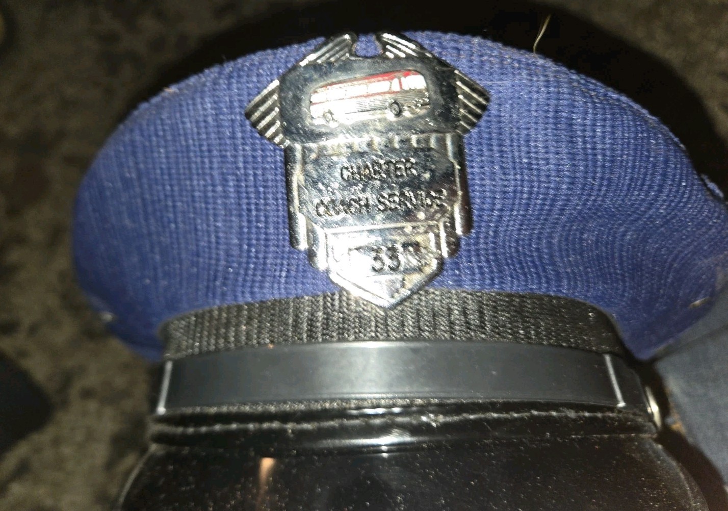 Vintage Charter Autobus Coach Dress Hat Cap Chartwr Coach Service 33 Hat Badge