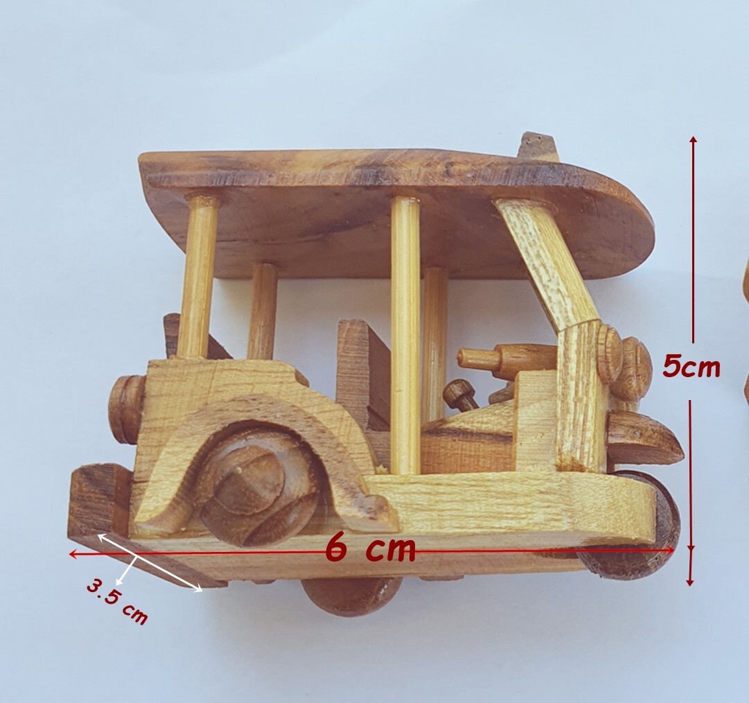 2 x Wooden Tuk Tuk Mini Taxi Thailand Vehicle Handmade Souvenir Model Collectibl