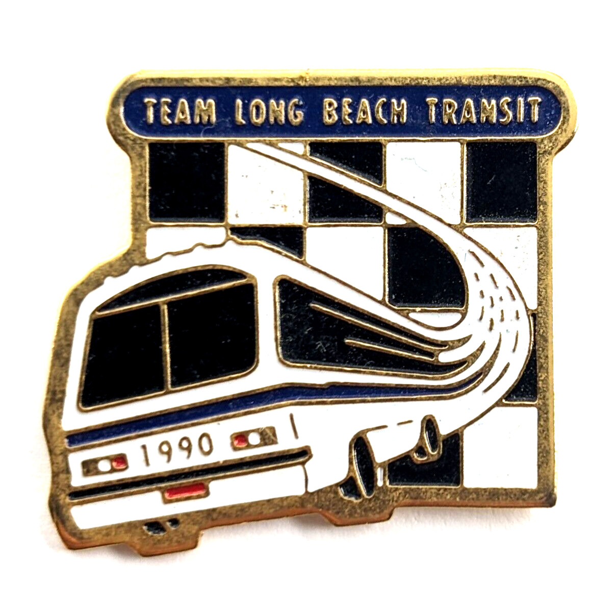 1990 Team Long Beach Transit LBT Bus California Transportation Enamel Pin VTG
