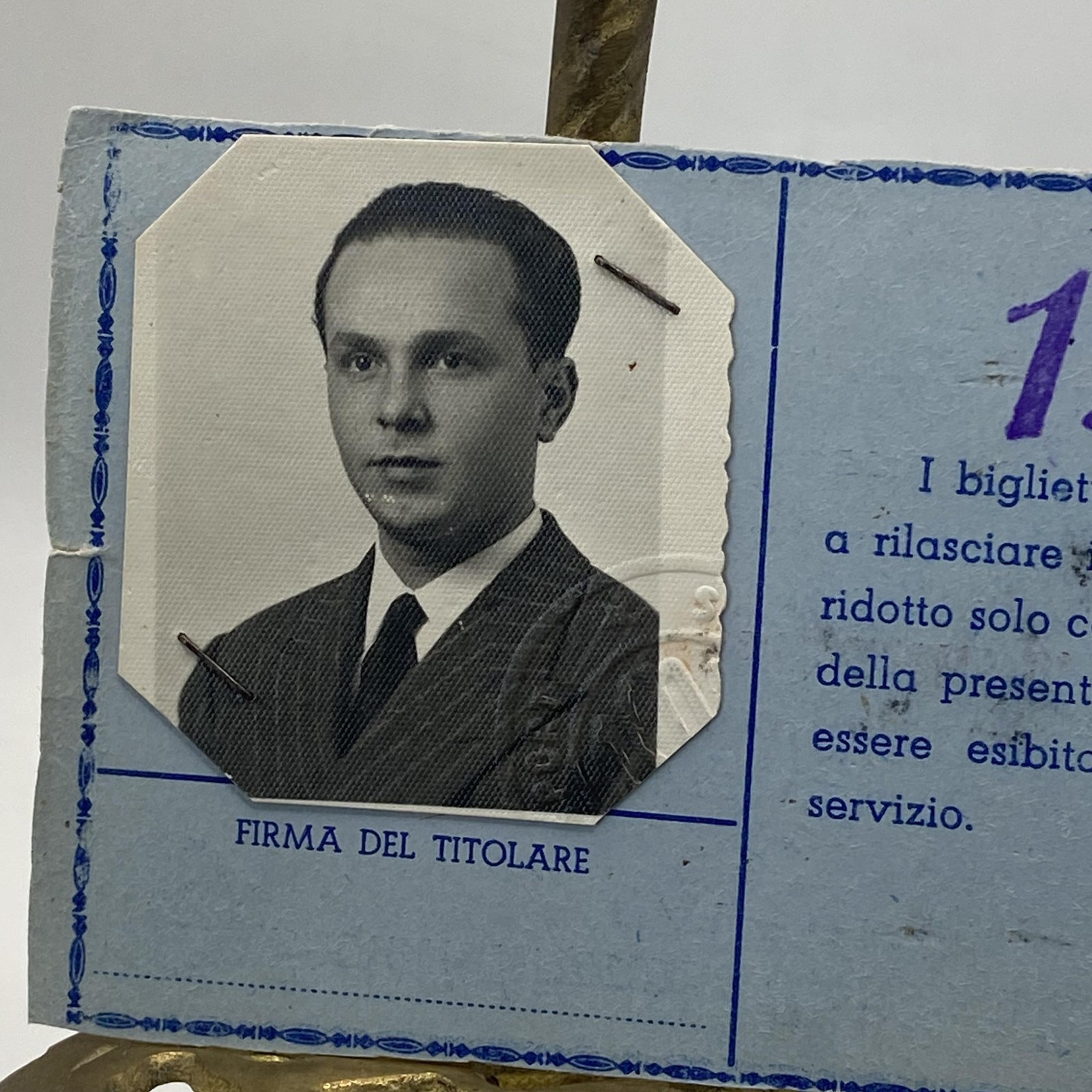 Vintage 1955 Societa Siciliana Trasporti Employee ID Card Photo Palermo Italy