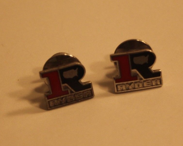 Ryder Charter Bus Rental Driving Service Logo 2pc cTo Sterling Uniform Tie Pins