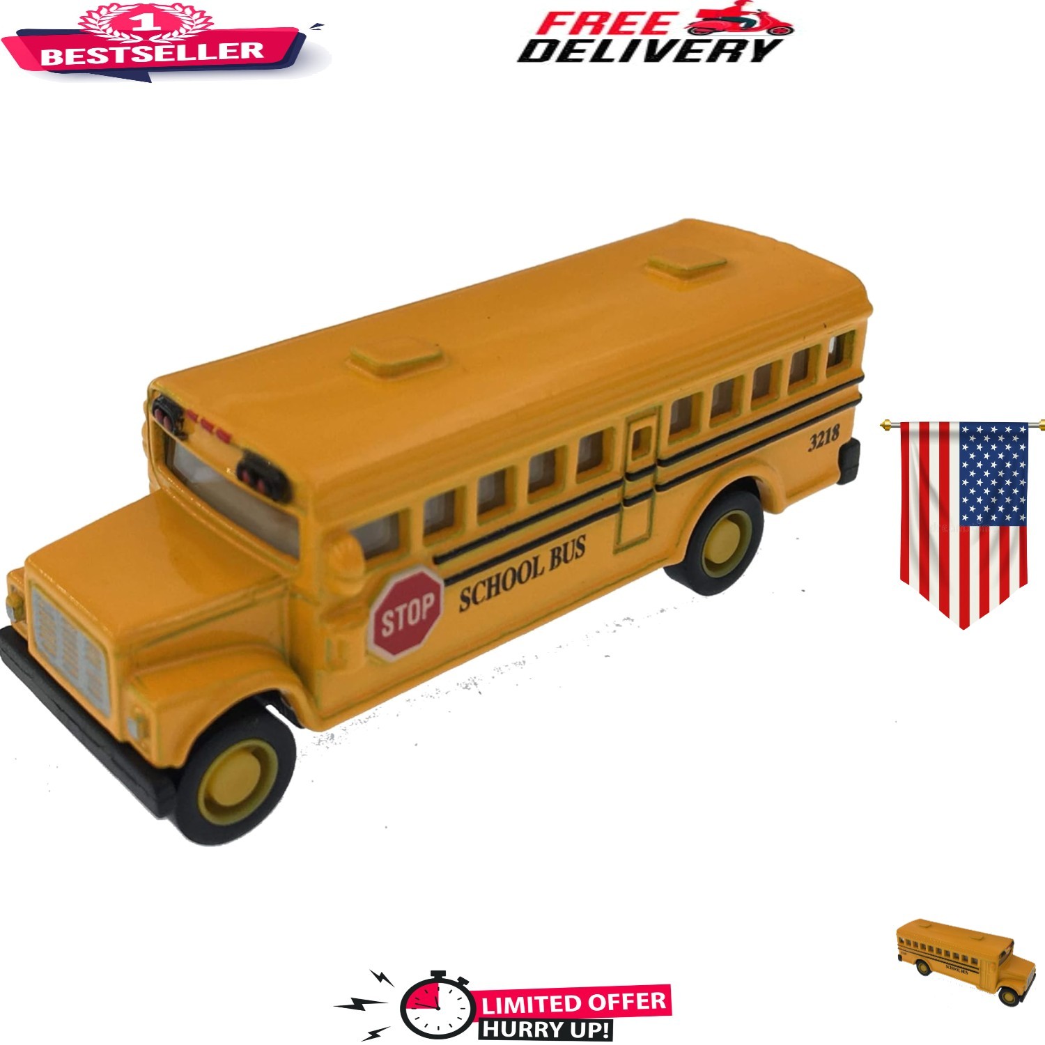 Relive Childhood Memories with 2.5-Inch KiNSFUN Mini School Bus Die-Cast Model
