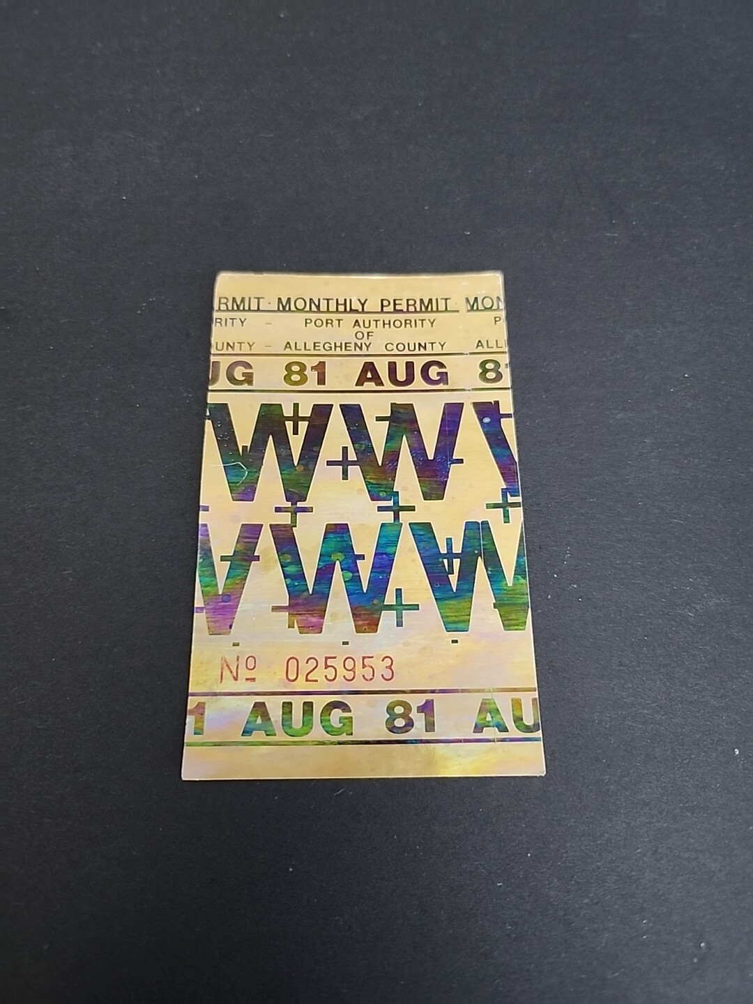 Vtg PAT Bus / Streetcar Monthly Pass Port Authority Allegheny County Rare 1981