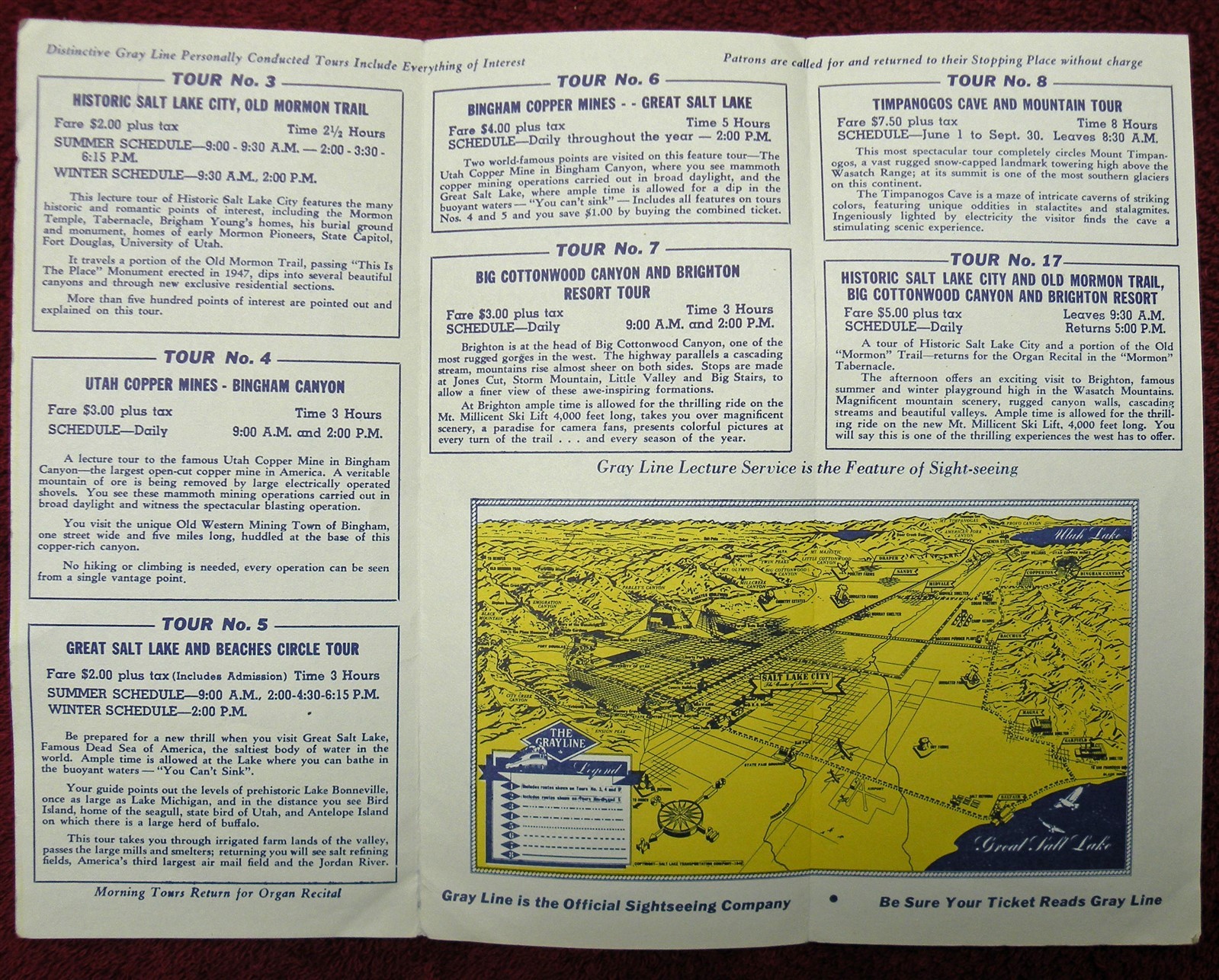 Vintage Undated Gray Line Bus Tours Brochure Seeing Salt Lake City