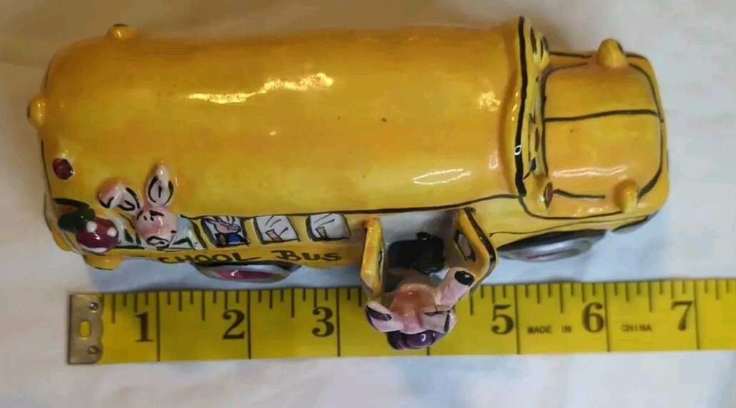 Ceramic School Bus Bus Driver Gift Teacher Gift Yellow Bus Pigs