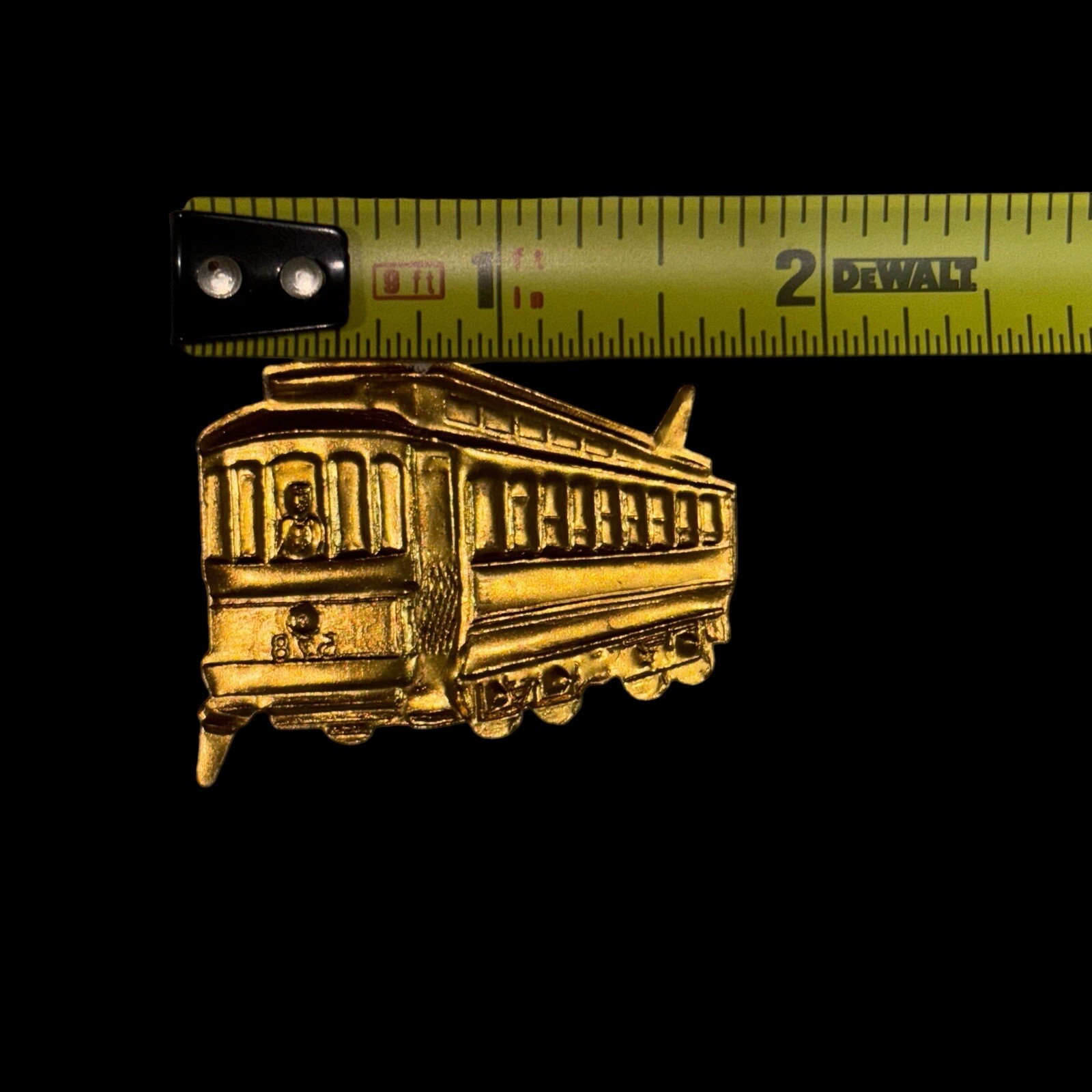 VTG Antique 1910s Transit Bus Gold Advertising Tab Pin Emblem Attachment
