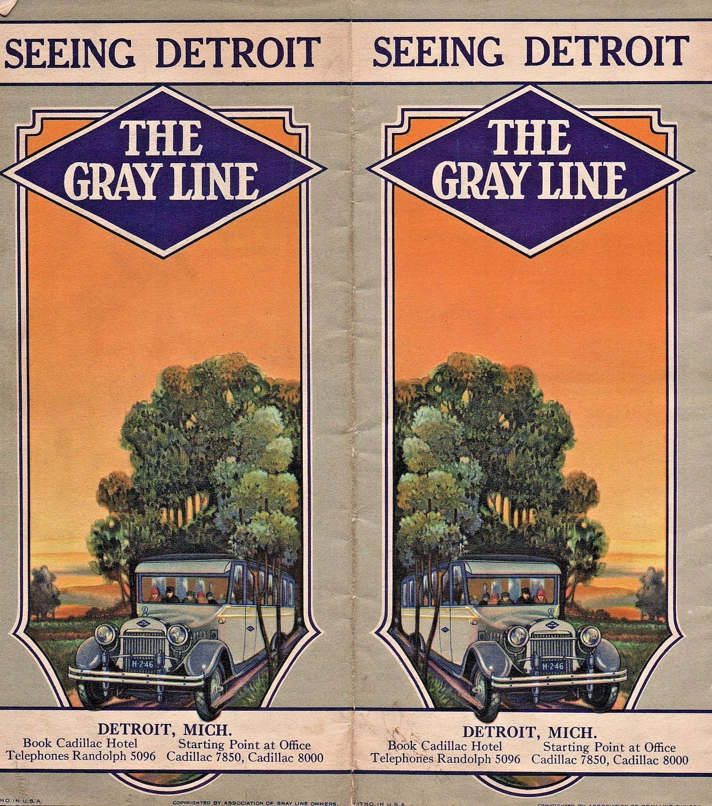 VINTAGE 1928 GRAY LINES BUS BROCHURE BOOK FOR DETROIT MICHIGAN