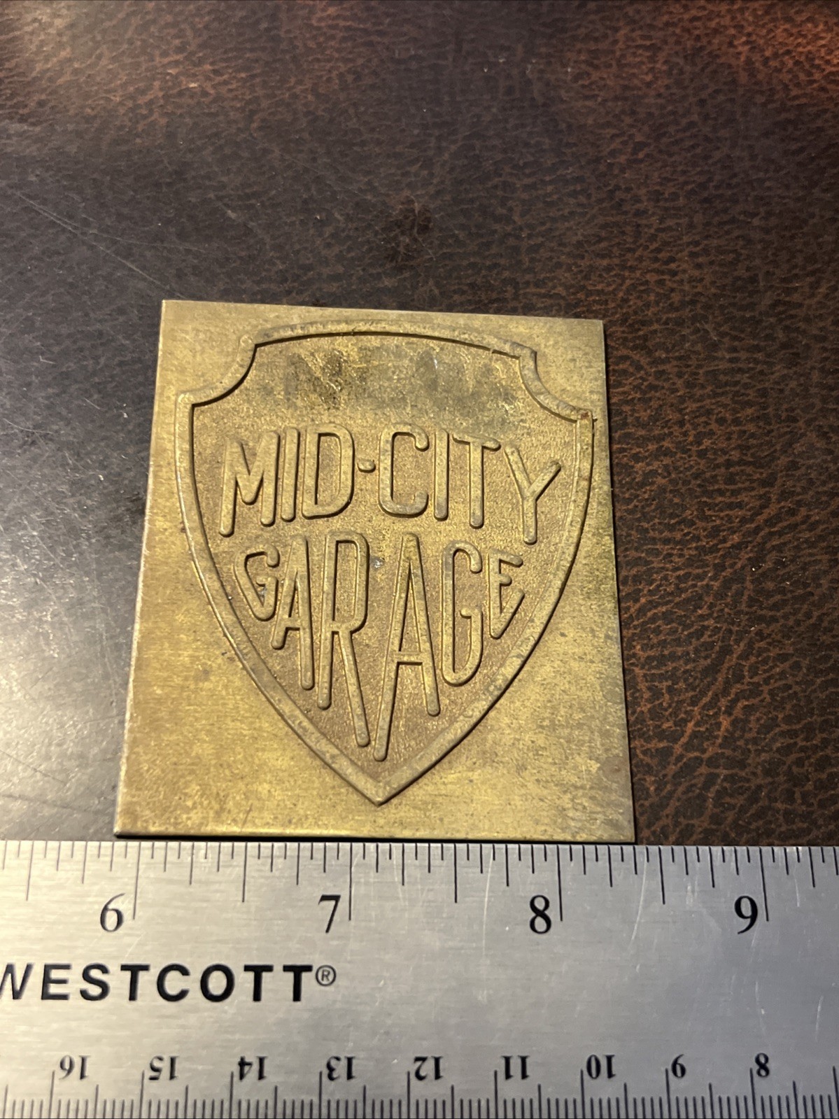 Vtg 1900s Badge Medallion Blank Mid-City Garage Employee