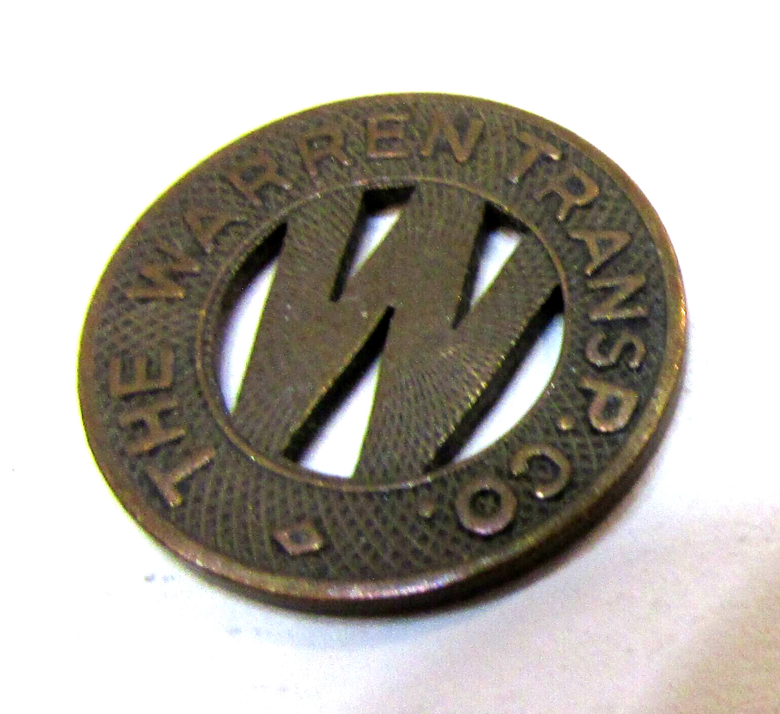 Old 1940s Warren Transport Co Ohio Train Bus Trolley Street Car Fare Brass Token