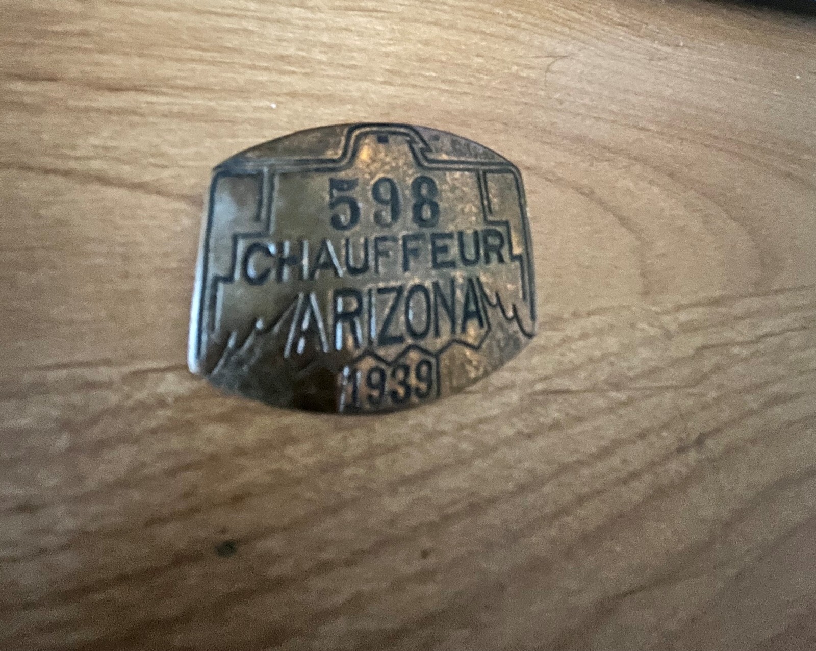 Original 1939 Arizona Chauffeur Badge Pin #598
