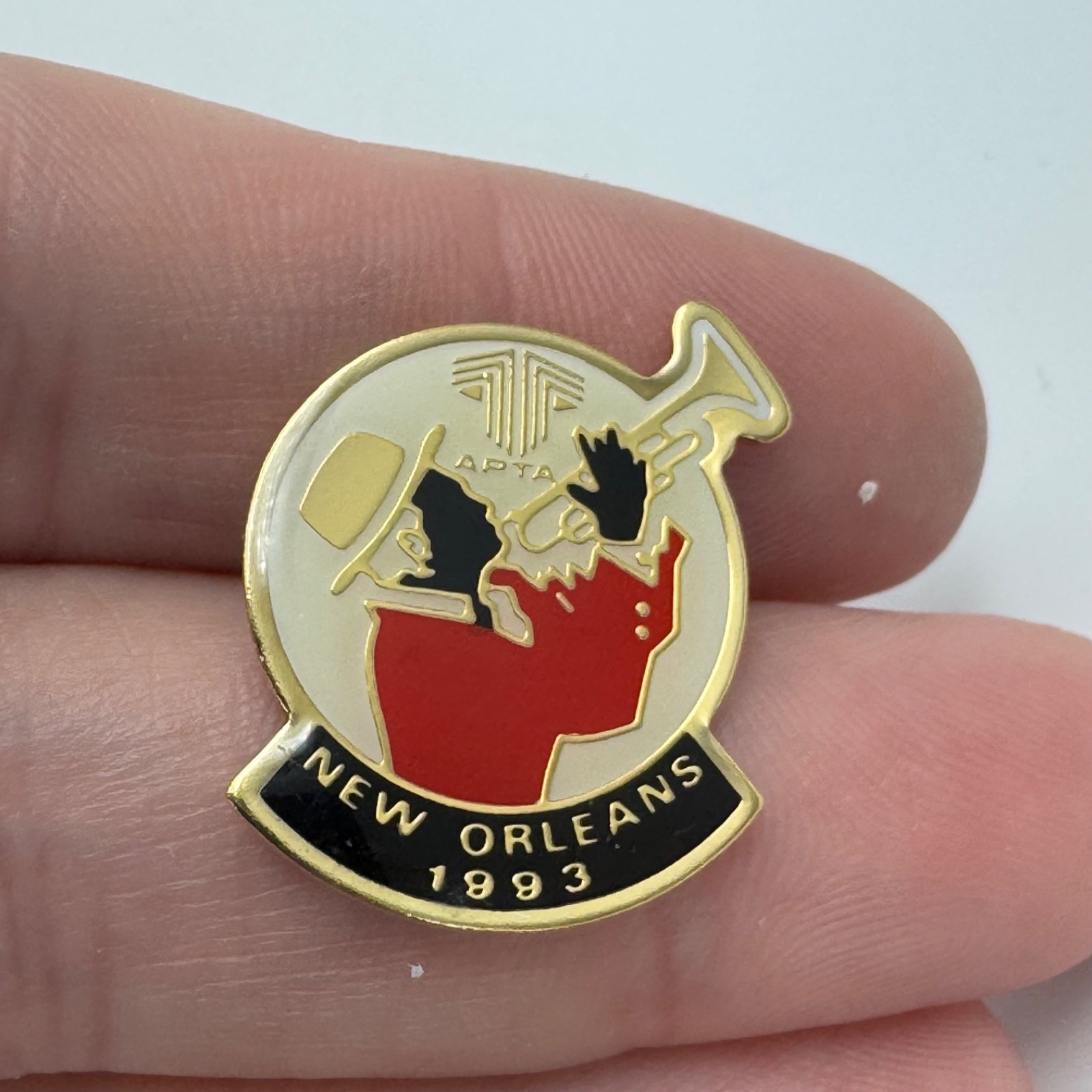APTA 1993 New Orleans Jazz Trumpet Lapel Pin American Public Transportation Assn