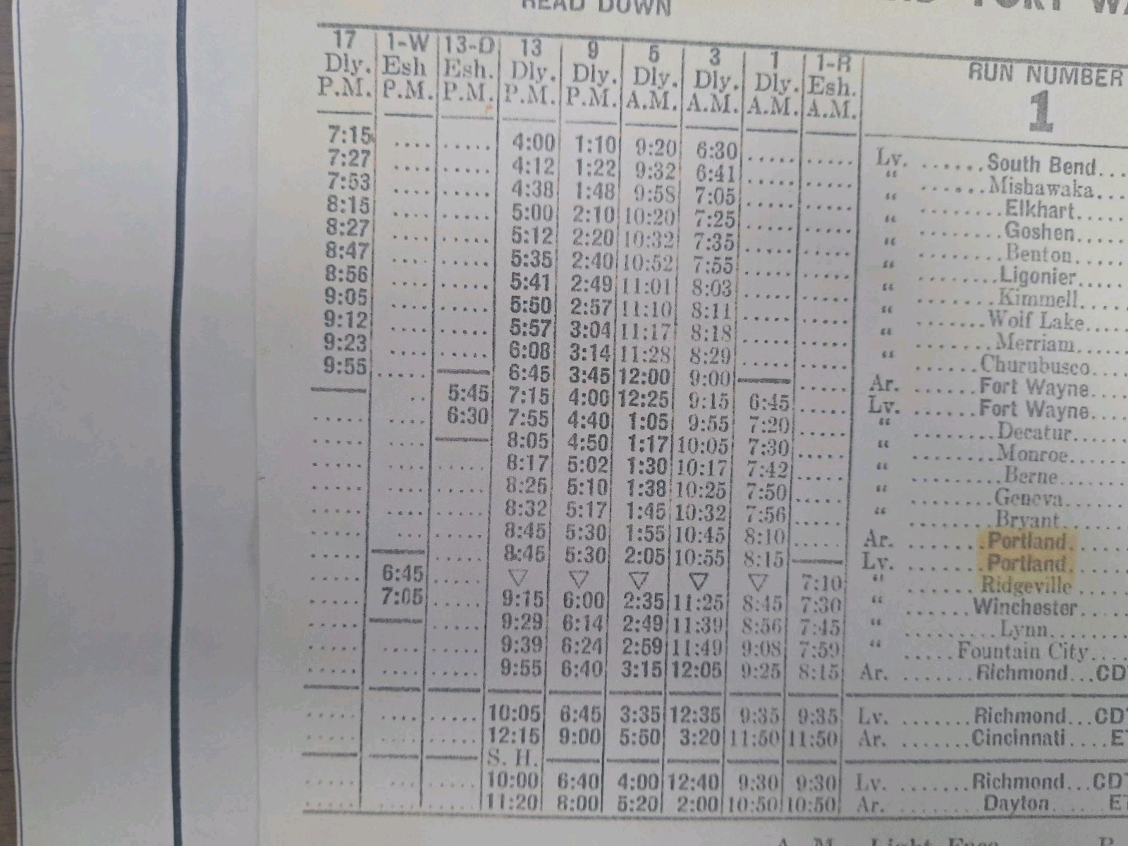 ABC COACH LINES BUS SCHEDULE 1949 – FORT WAYNE, IN 12″x18″ Framable Collectible