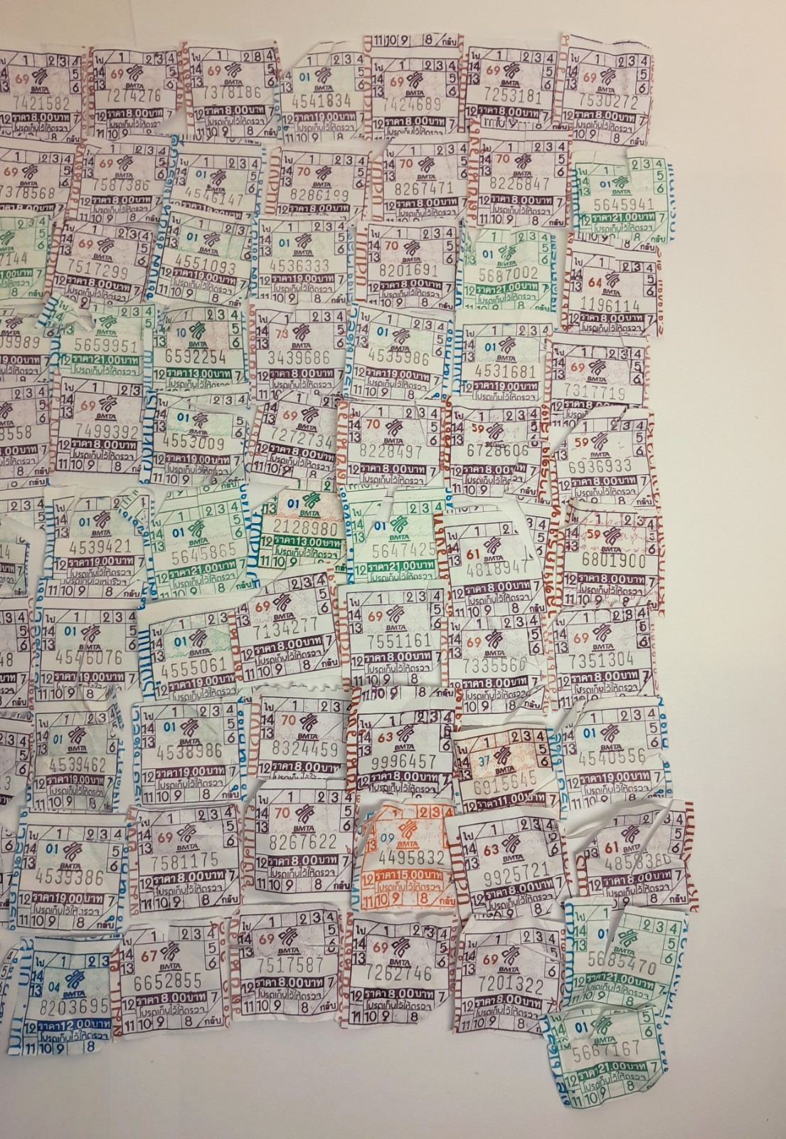180 Used Bus Tickets Buses Collectible Good Condition Thailand Bangkok