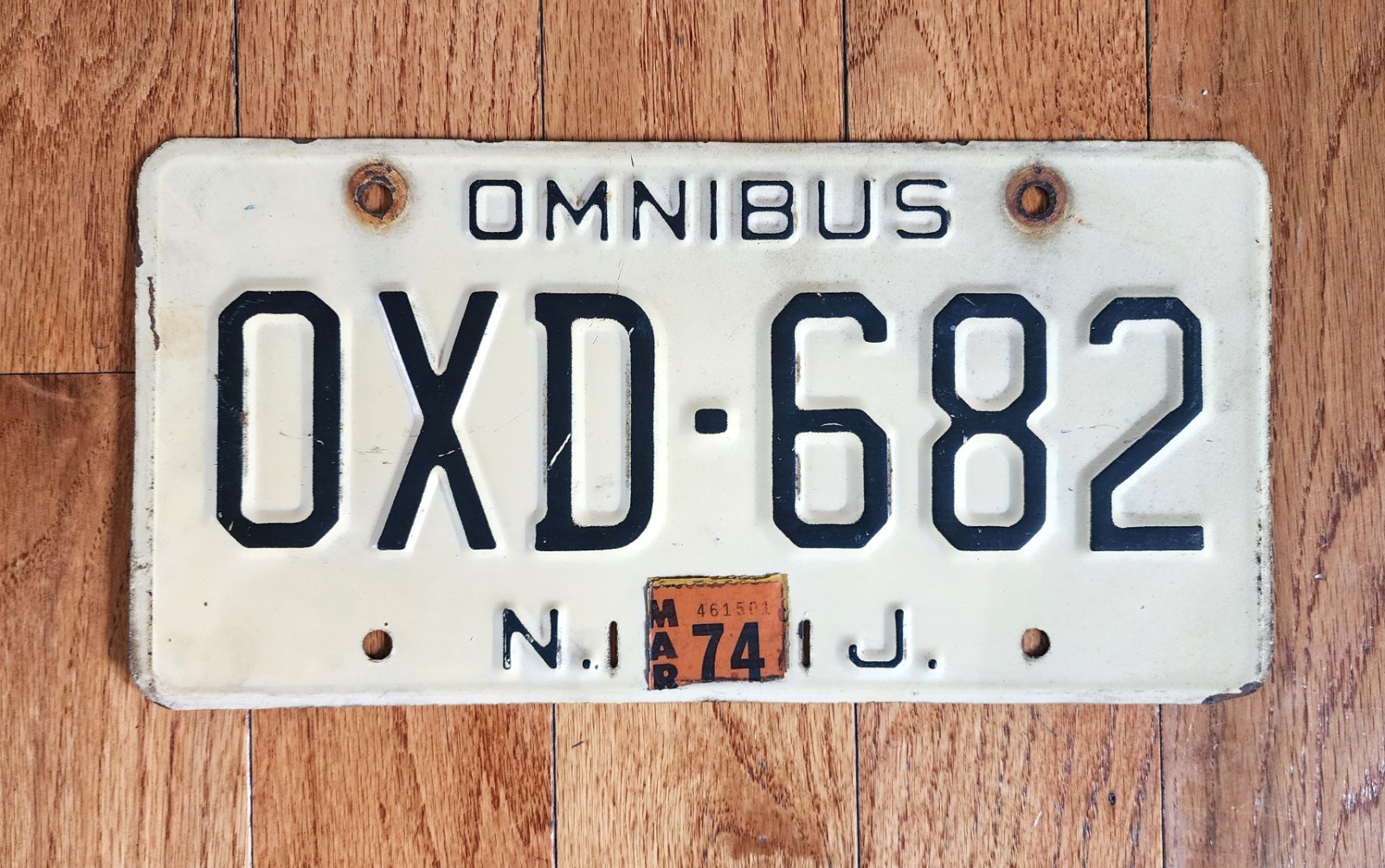 VINTAGE NEW JERSEY OMNIBUS BUS LICENSE PLATE OXD-682 NJ