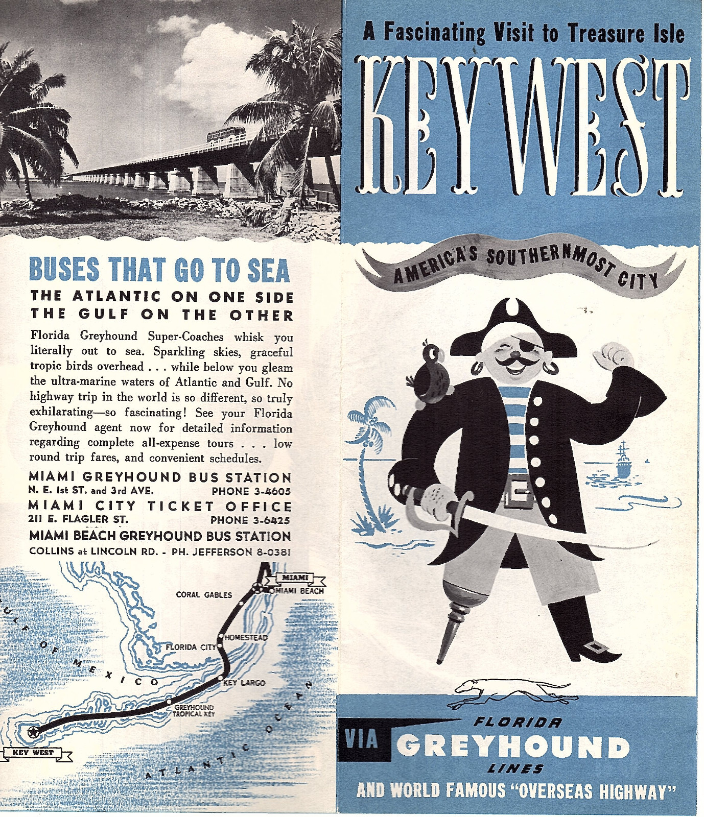 Greyhound Bus Lines 1955 Brochure All Expense Tours to Key West FL B&W Photos