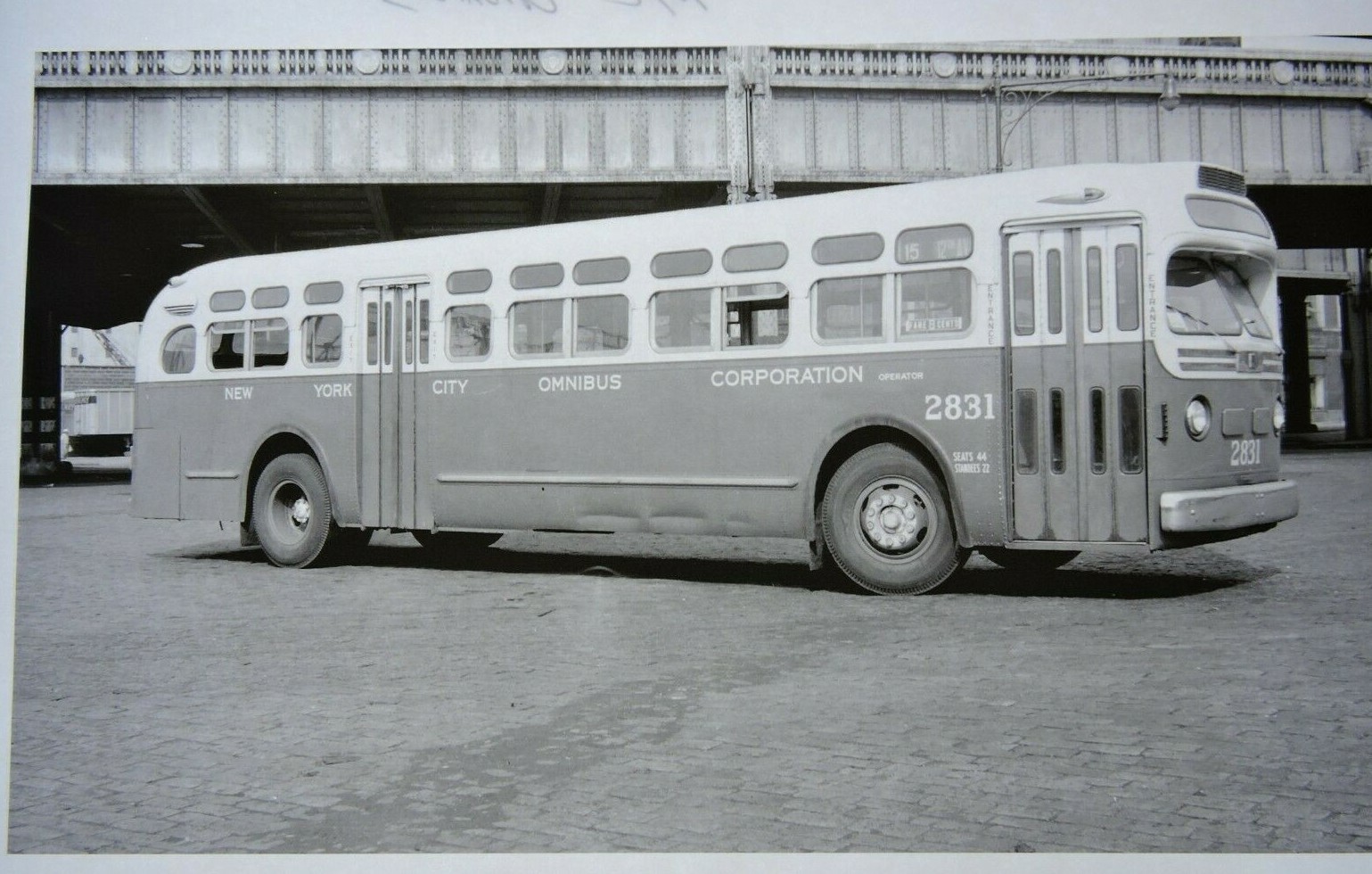Best 1940s New York City Omnibus Bus 12th Av @ 23rd St NYC Film Photo Negative