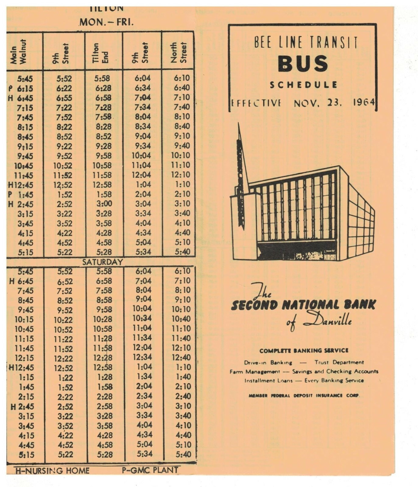 1964 Tilton IL Bus Schedule & Map