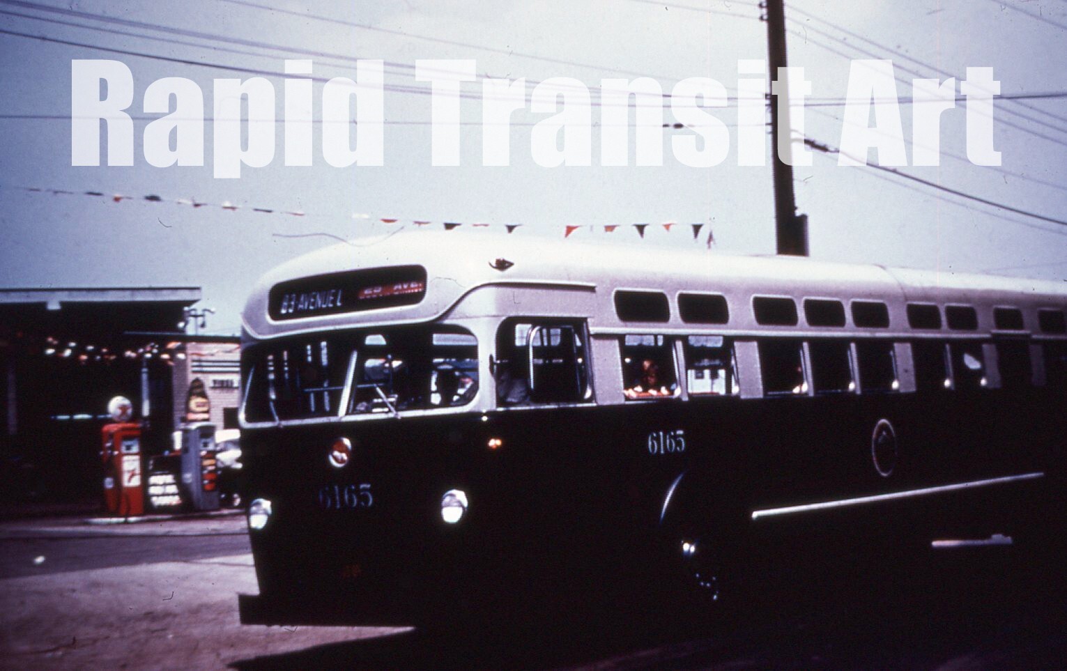 Vintage Slide Duplicate New York City Mack C49-DT Bus 6165 in 1950s Brooklyn NYC