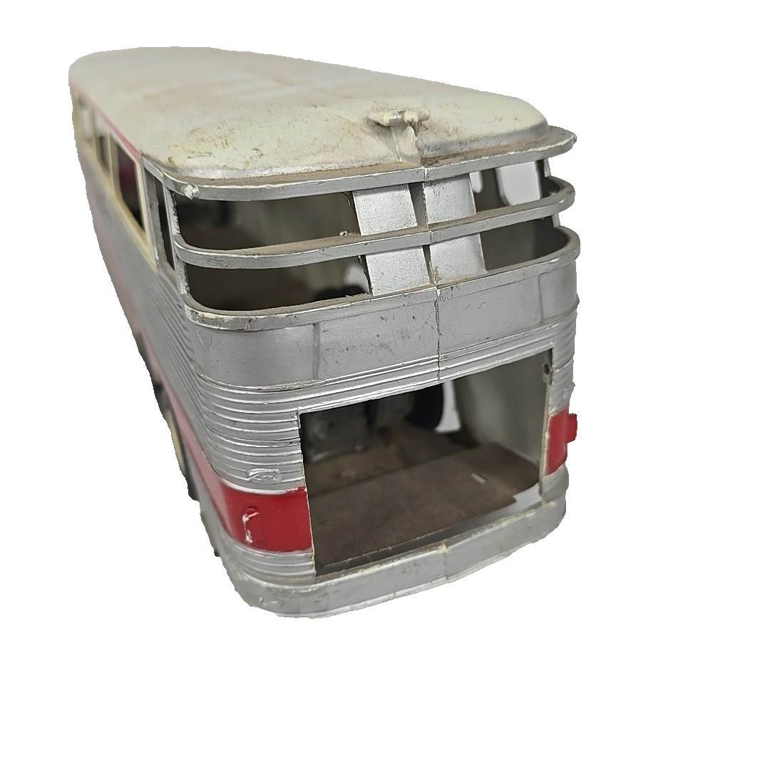 Vintage 1955 Trailways Friction Thruliner Bus Silver and Red 18″