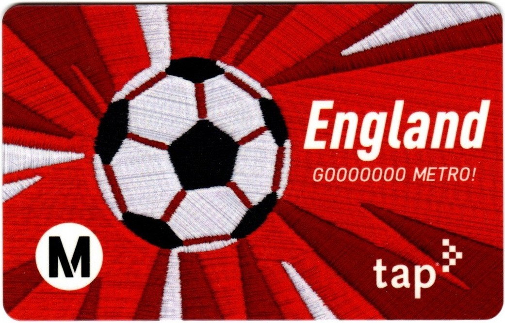 Metro TAP Card FIFA World Cup 2026 ENGLAND Bus Subway Train Transit Fare Card