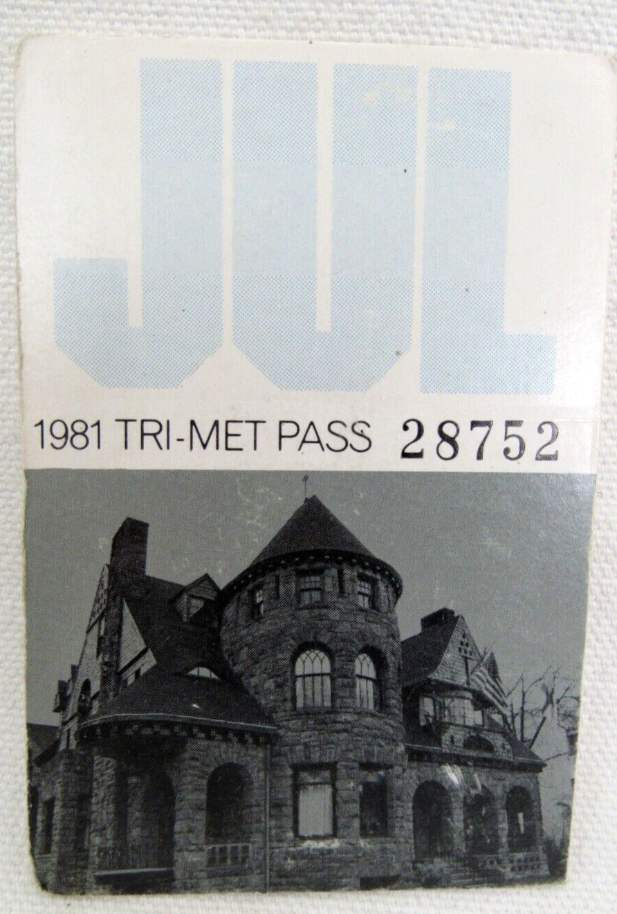 Vintage Tri-Met Bus & Max Light Rail July 1981 Monthly Pass Portland Oregon OR