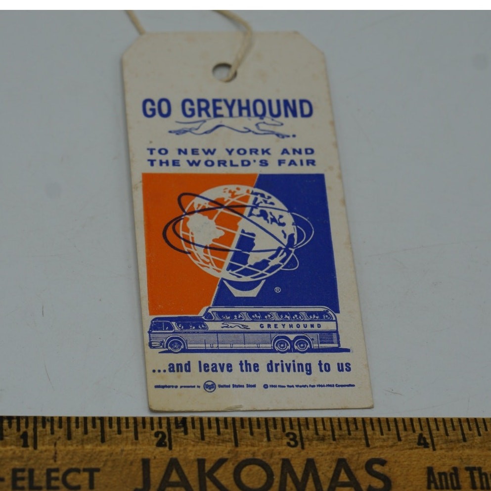 Greyhound Bus United States Steel USS New York World’s Fair Tag 1964