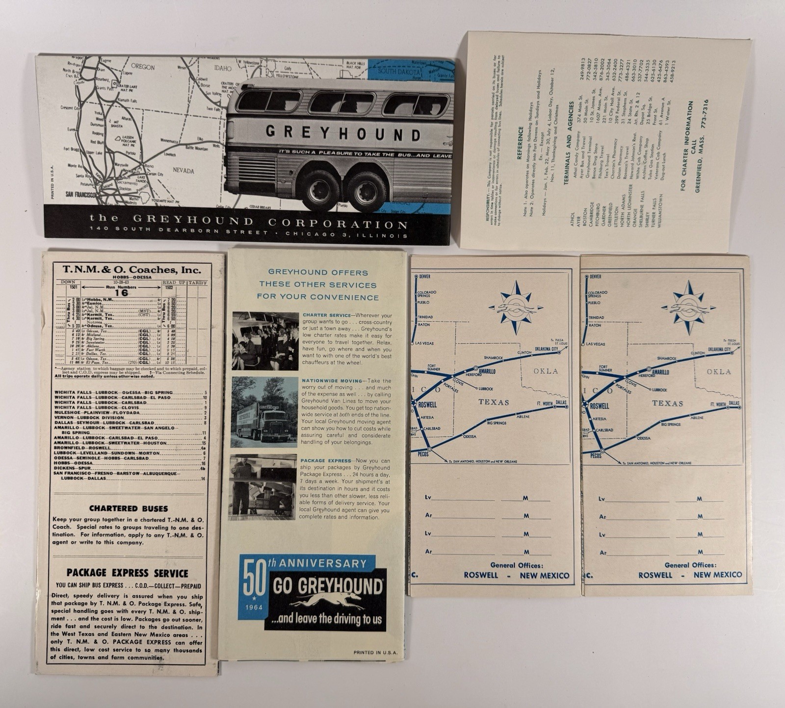 Lot 18 Vintage 1964-65 Greyhound Bus Timetables Schedules Travel Brochures