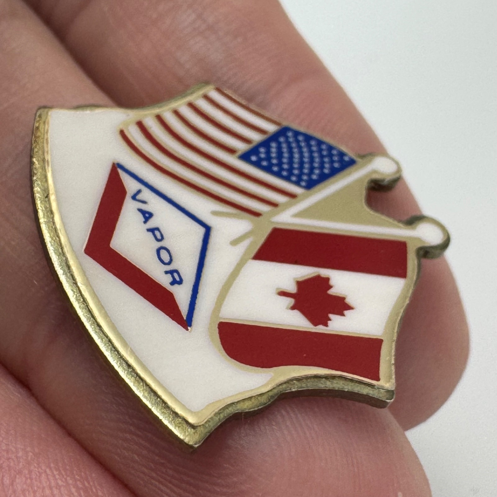 Vapor USA Canada Flags Transit Logo Lapel Pin Bus Transit Friendship
