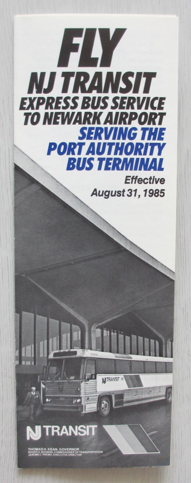Vintage 1985 New Jersey Transit NJT Newark Airport Express Bus Service Timetable