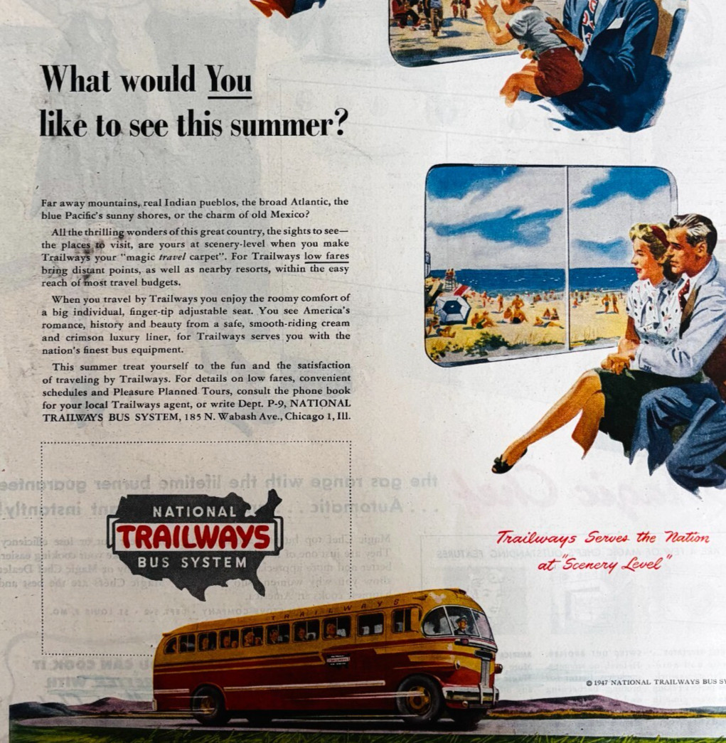 1947 National Trailways Bus System Advertisement Transportation Buses DWWW7