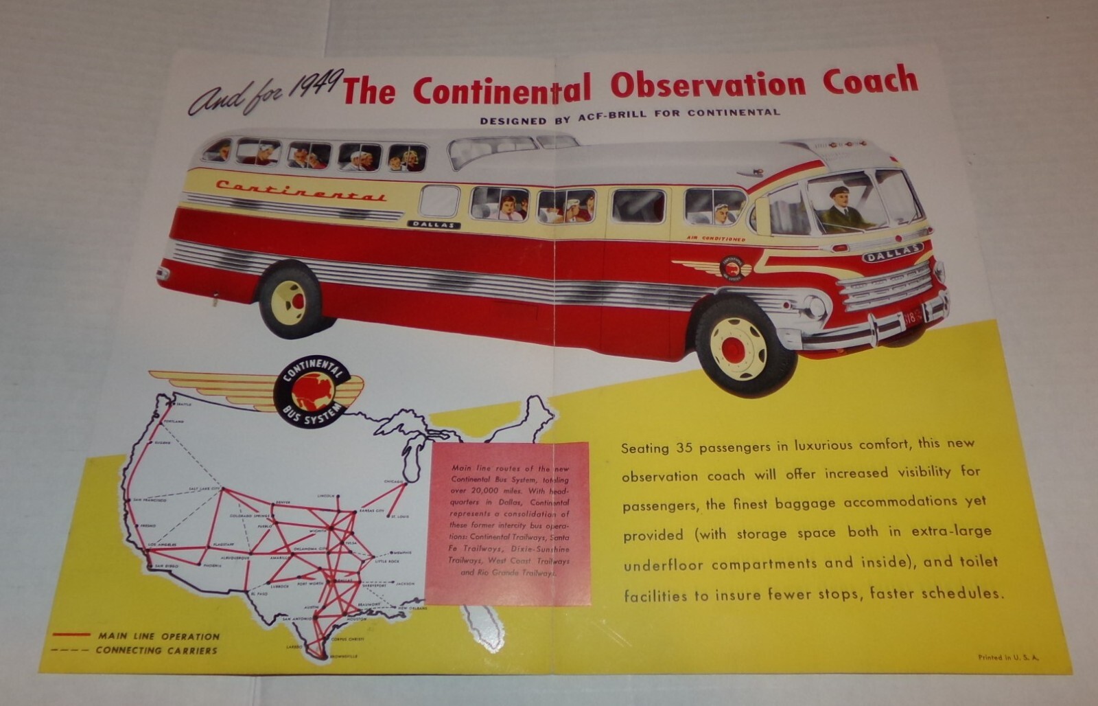 1940’s ACF-Brill Passenger Coach Bus Brochure Promo Photograph Ads Drawing Lot