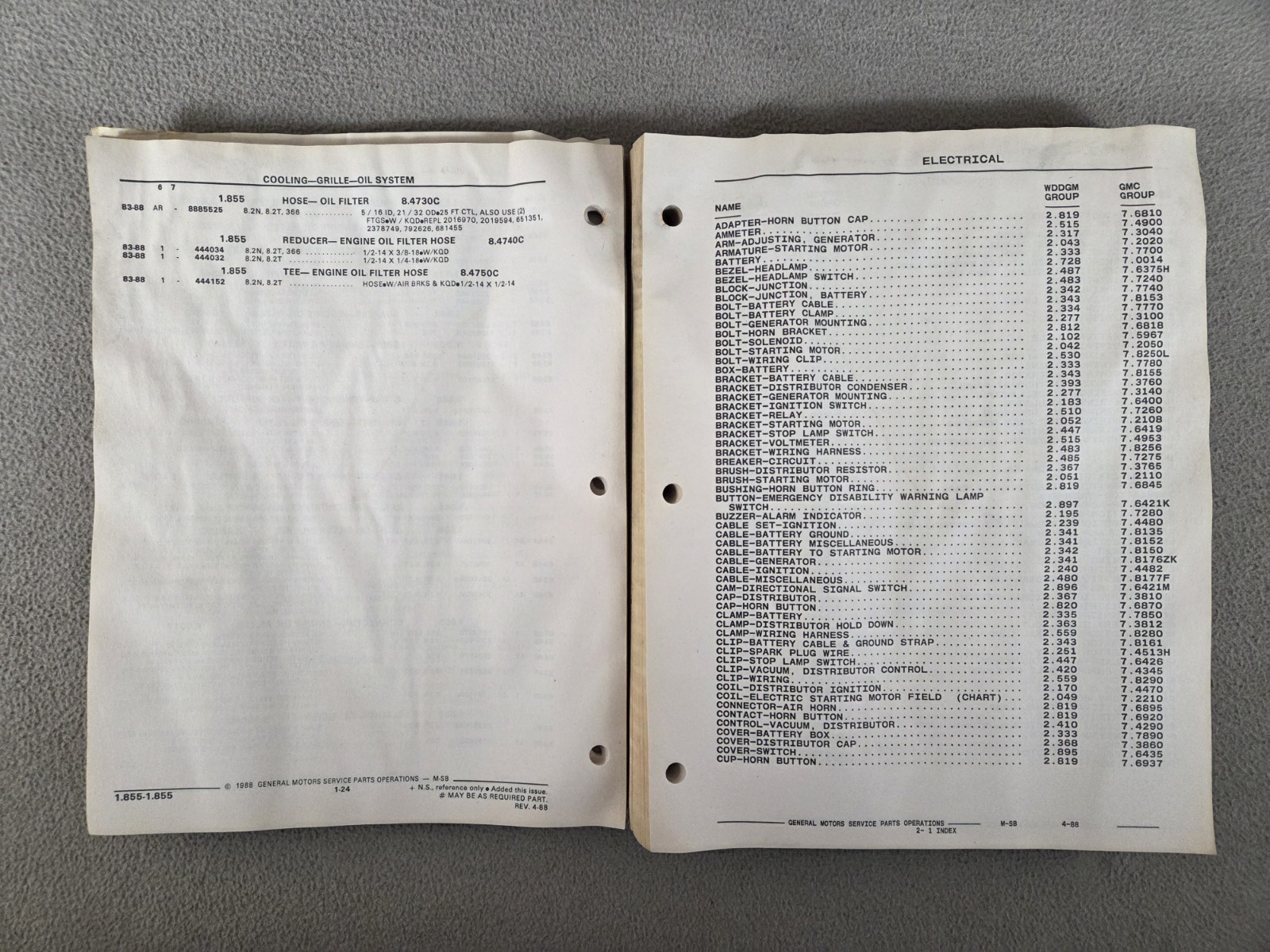GM 1983-88 School Bus Medium Duty Chassis Parts Catalog # M-SB-F