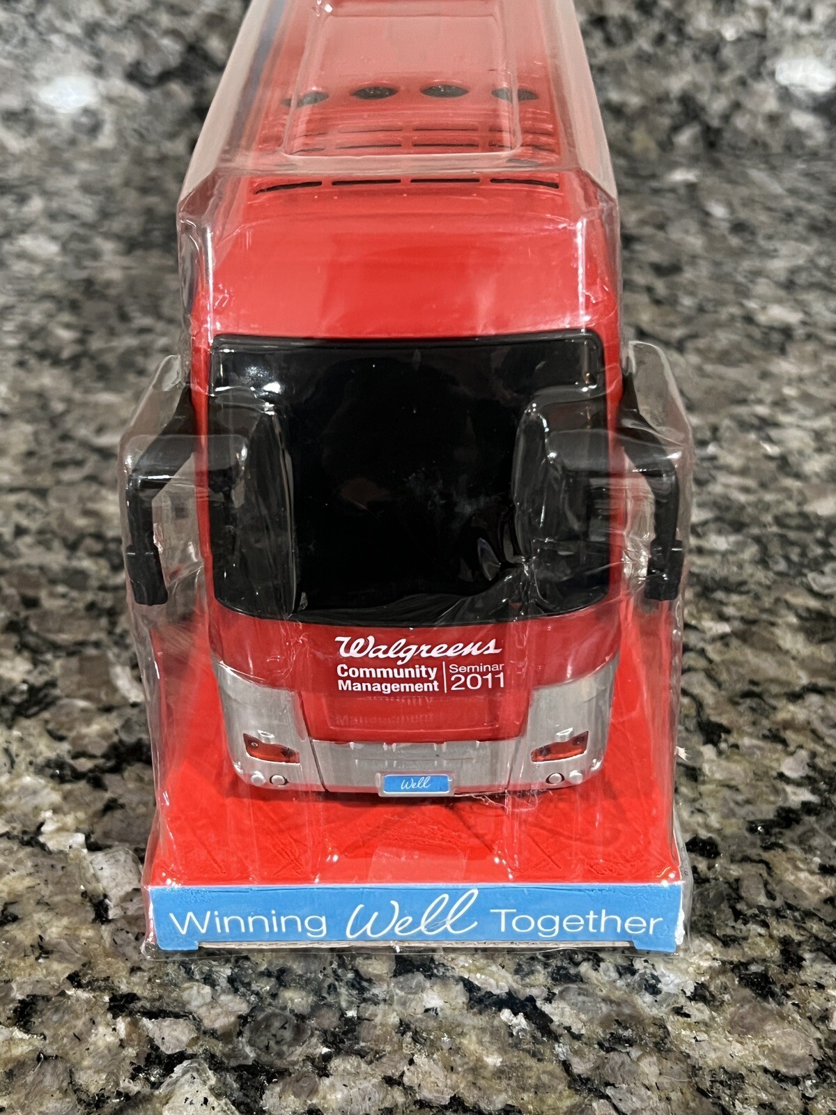 Walgreens Wellness tour plastic toy bus. 2011 New,never opened. 15″ Long