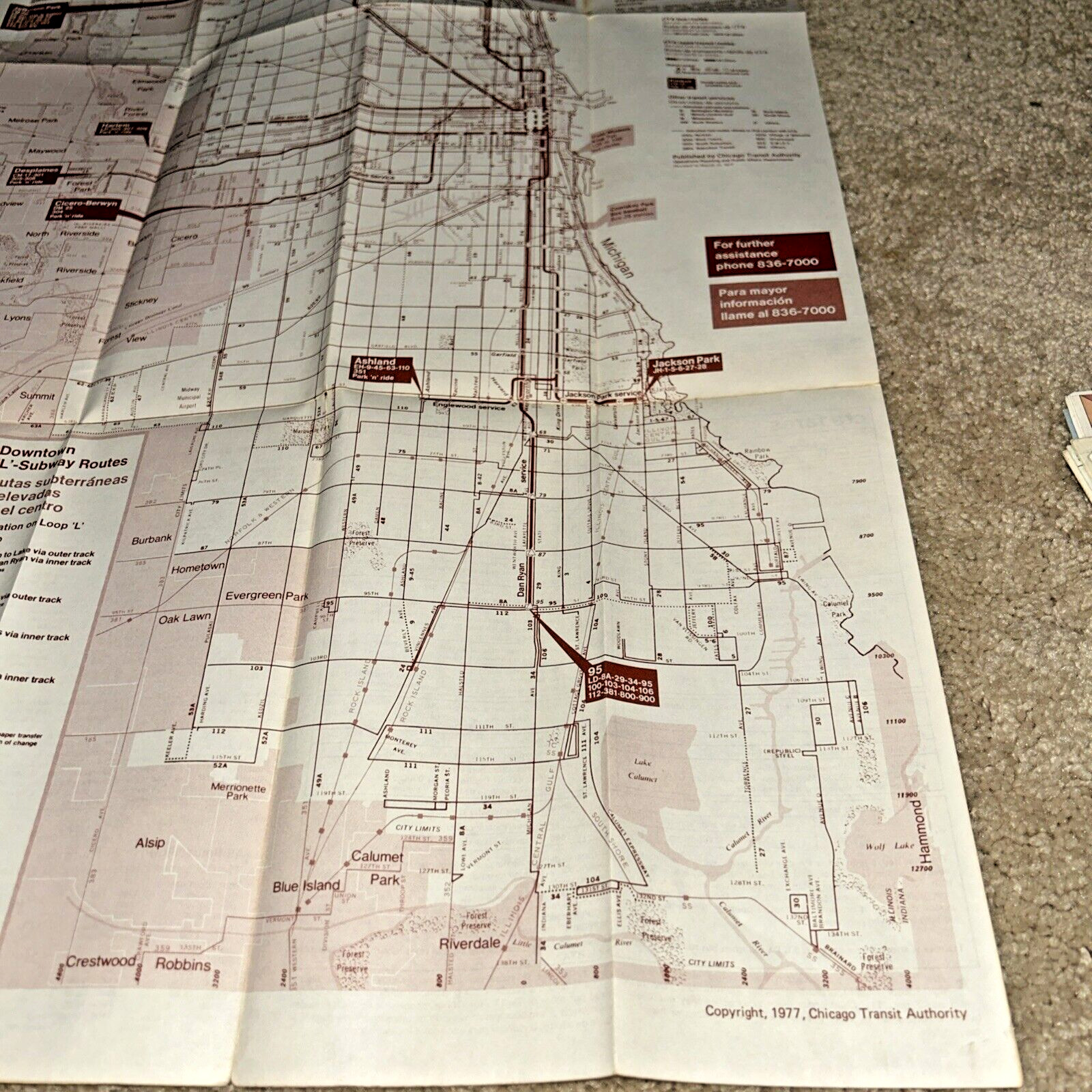 Spring 1977 CTA – CHICAGO TRANSIT AUTHORITY MAP showing CTA Bus and Subway Lines