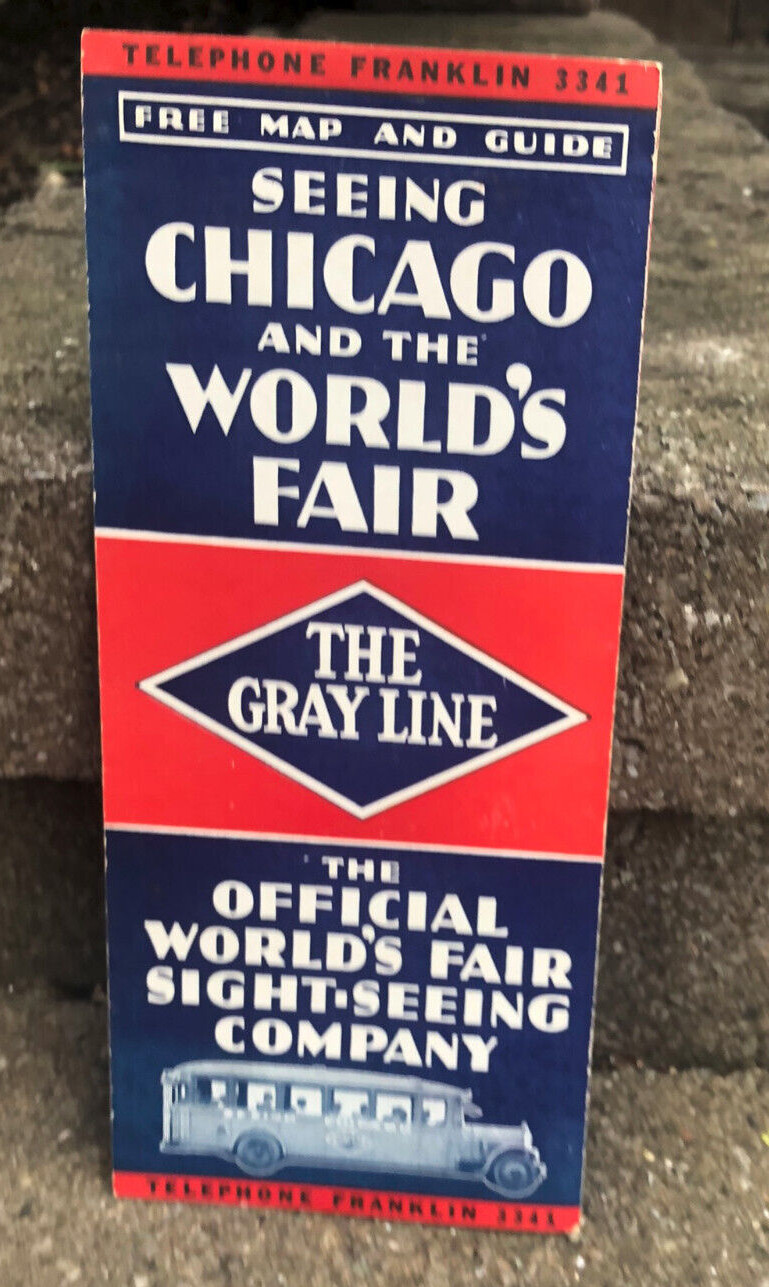 1933 Gray Line Bus Chicago & World’s Fair Map – Brochure