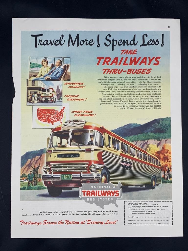 Magazine Ad* – 1949 – National Trailways Bus Lines – (#3)